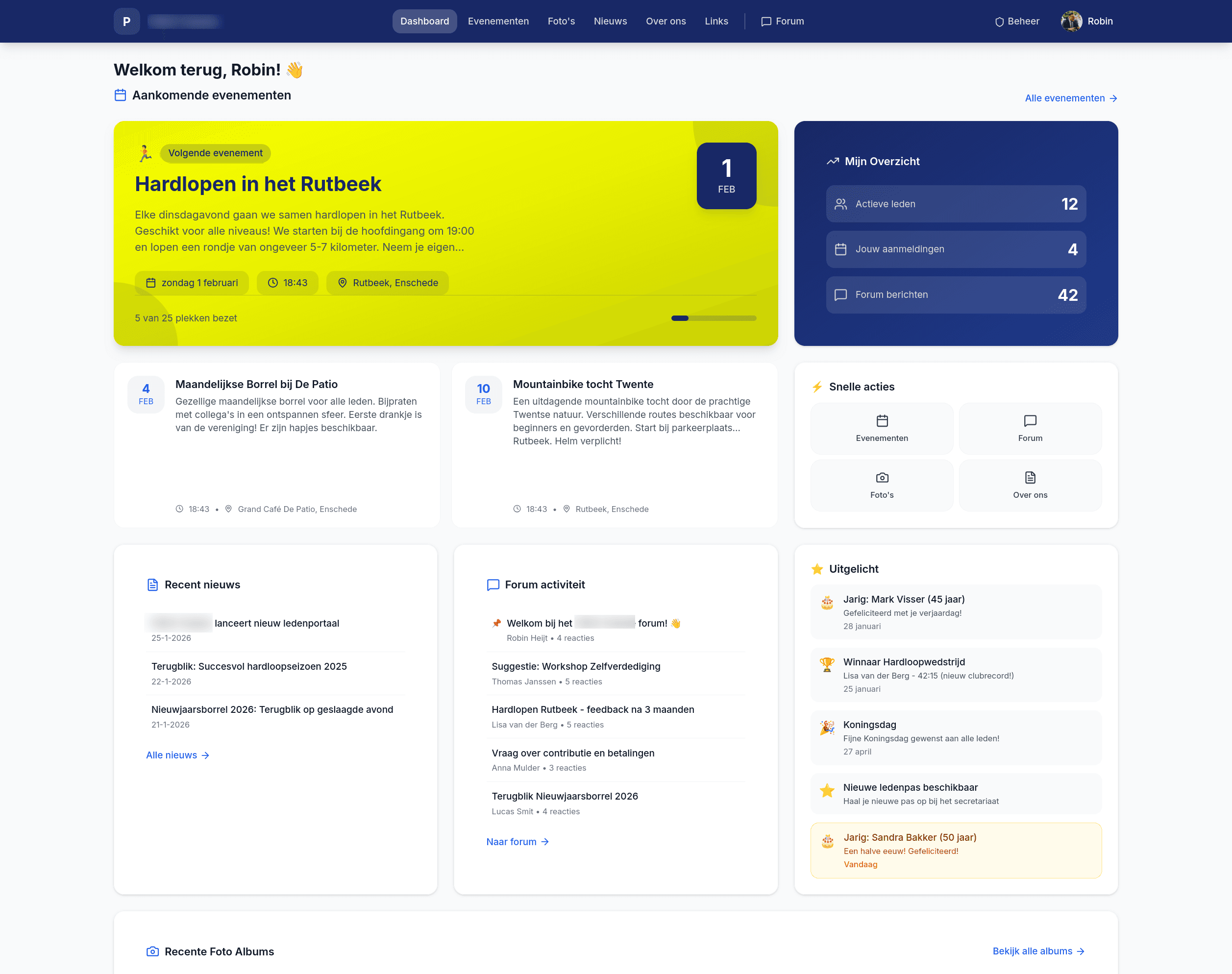 Ledenportaal personeelsvereniging